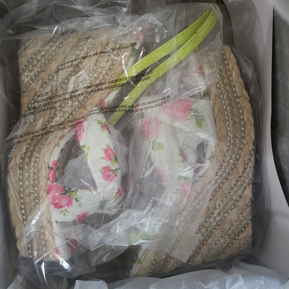 Betsey Johnson Pink and White Wedge Espadrilles - Picture 5 of 5